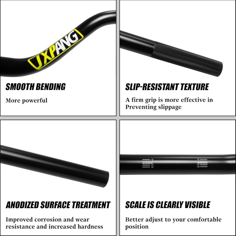 JXPANG مقود دراجة نارية عالمي 1 1/8" 28 مم من الألمنيوم 6063، مقود دراجة بيت مطور مع وسادة فوم ومقابض مقود مضادة للانزلاق وقاعدة تثبيت لسباقات الموتوكروس ودراجات التراب ATV كواد (الطراز C-أسود) - Image 3